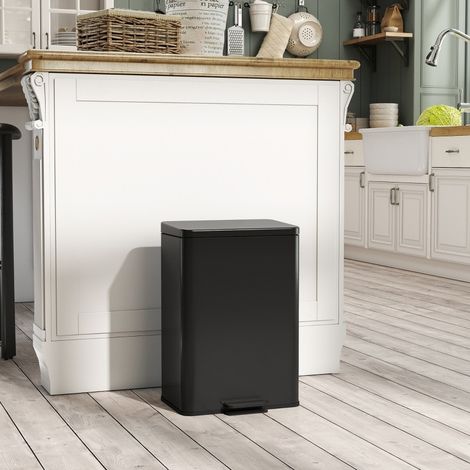 Pattumiera a pedale 20 L con chiusura rallentata e secchio interno removibile, nero opaco OKMYHOME (1/5)