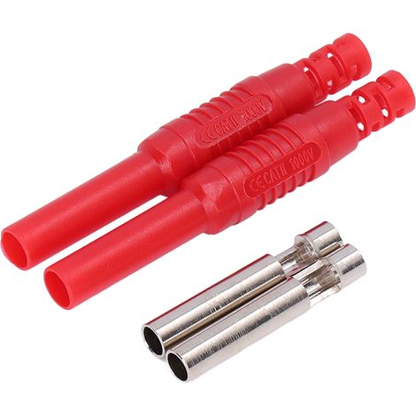 Câble de test prolongateur 1mm² femelle-femelle avec fiche à contact en laiton J.70030 rouge (1/5)