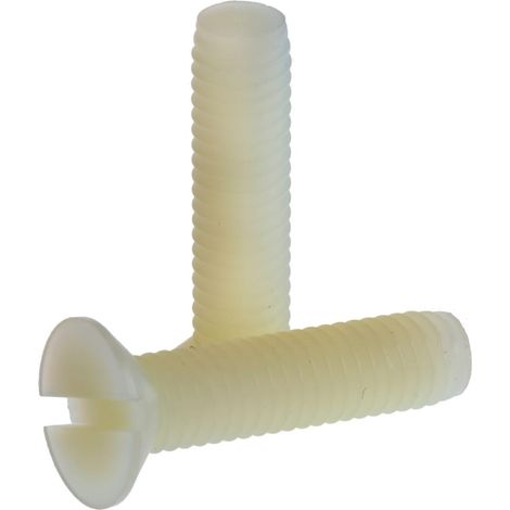 Vis à métaux RS PRO M6 à tête Fraisée fendue en Nylon, 25mm ( Prix pour Sachet de 100 )