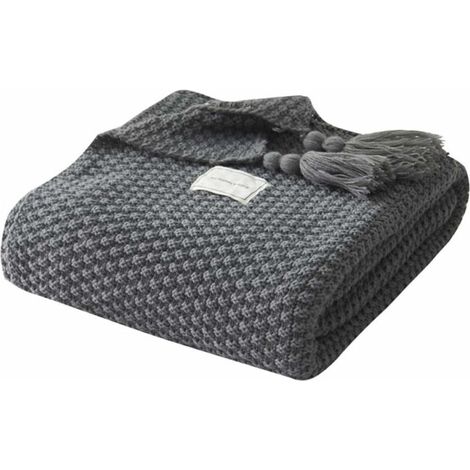 Knit Blanket, Nordic Handmade Knit Fashion Blanket for Soft Blanket Throws for Sofa Bedsure Blanket Bedspread, Gray-110x150CM (1/5)
