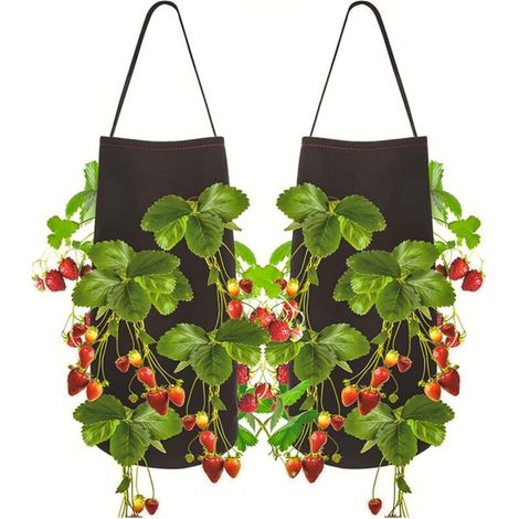 2 bolsas para plantar fresas, bolsas para plantar patatas, bolsas para huerto con ventana y asa para fresas, tomates y verduras.