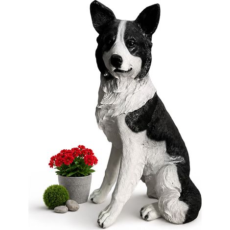 Relaxdays, statua cane da giardino, resistente alle intemperie, per esterni e terrazza, Collie, HxLxP: 68 x 34,5 x 43 cm