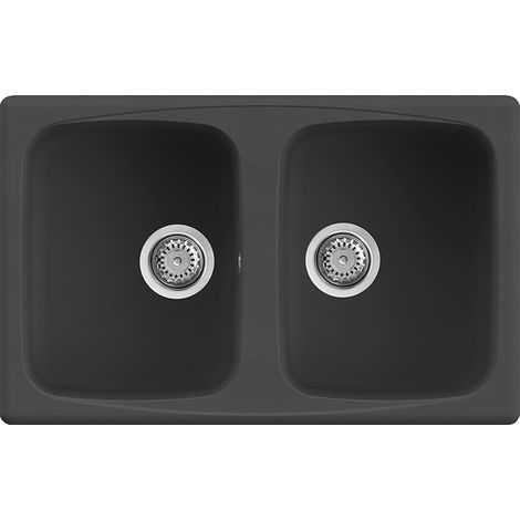 Lavello Elleci Incasso 2 vasche 79x50 Master 350 Granitek Antracite LGM35059