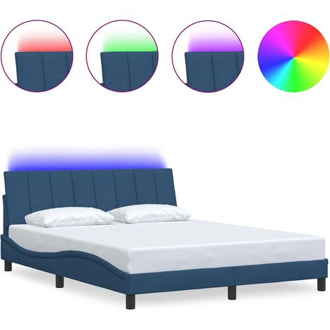 Lit Double, Lit Contemporain, Cadre de Lit Hanko bleu 160x200 cm tissu q6972 (1/5)