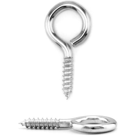 Lot de 60 crochets à vis galvanisés, vis à anneau 40 x 19 mm, adaptés aux accessoires de rideaux et aux travaux manuels. (1/3)