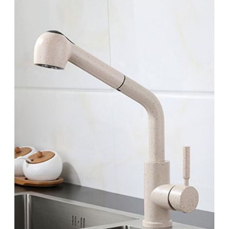 Ausziehbarer Wasserhahn aus Edelstahl, Spültischarmatur mit Teleskopschlauch (geflecktes Grau), (1/4)