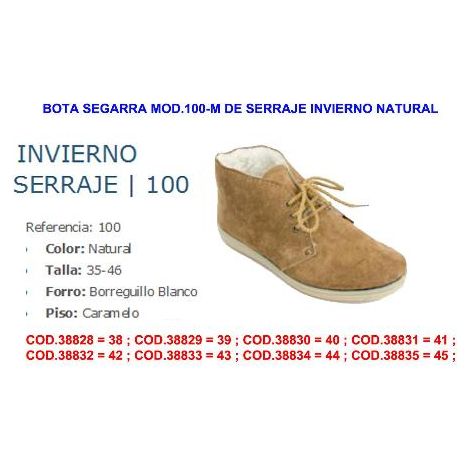 MIBRICOTIENDA bota segarra finstock mod.100 serraje invierno natural talla 45