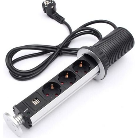 YMYNY Steckdose für Arbeitsplatte, Schreibtisch, Standfuß, USB-Tischsteckdose, versteckte Schreibtischsteckdose, europäischer Standard (3 Steckdosen) (1/3)