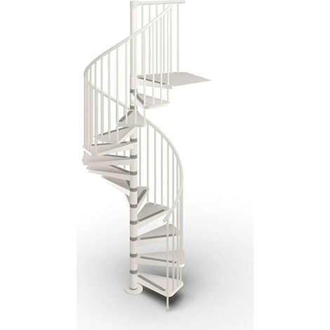 Spindeltreppe mit métal 16 stufenanzahl - Zu erreichend Höhe 3.36 à 3.68m - Durchmesser 120cm - Blanc - GAMIA120/BB-16