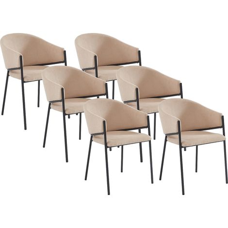 Sedia con braccioli in Tessuto e Metallo Beige - Lotto di 6 - ORDIDA di Pascal MORABITO