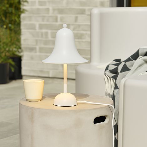 Lampe de table métal blanc mat D.18cm H30cm