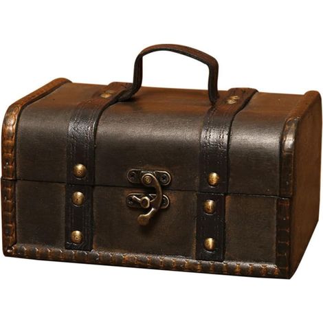 Aufbewahrungsbox aus Holz mit Spezialschloss, Vintage-Stil, robustes Behältnis für Kosmetikartikel und Kleinigkeiten, für Wohnzimmer und Zuhause (1/5)