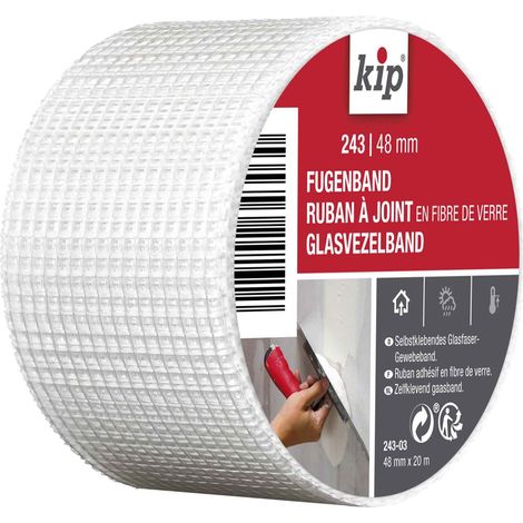 Kip - Ruban a joint en fibre de verre 243-03 - Bande adhesive ideale pour l'etancheite des joints et des trous - Dimensions : 48mm x 20m - Couleur blanc