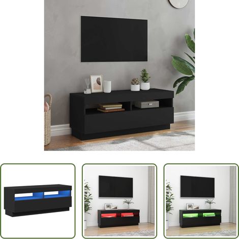 LED-Leuchten - TV-Schrank mit LED-Leuchten Schwarz 100x35x40 cm (1/5)