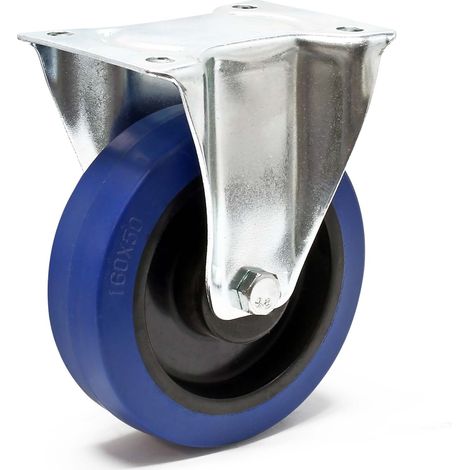 Wiltec Roulette fixe – Ø 160 mm – Capacité de charge 300 kg – Roue en plastique bleu avec Plaque de montage – Dispositif de transport, usage sans traces (1/4)