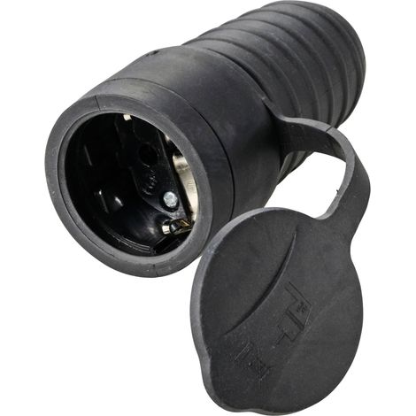 Sygonix SY-5806882 Fiche électrique femelle avec terre caoutchouc 250 V/AC noir IP44 (1/5)