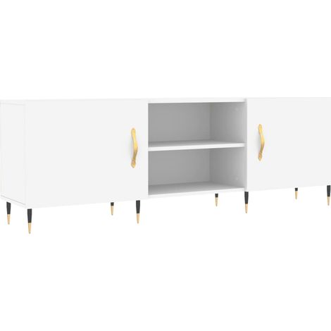 Mobile TV multimediale scaffale TV credenza TV sala da pranzo soggiorno camera da letto 150 x 30 x 50 cm legno ingegnerizzato bianco 020025990