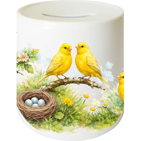 Tirelire Canaris en céramique 9,5 cm (1/2)