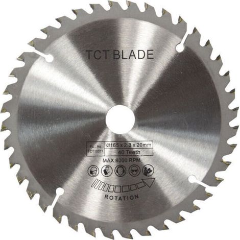 Lame de scie circulaire - 165mm - TCT - Disque de coupe rotative - Argent - 40 dents - Pour la coupe du bois (1/4)