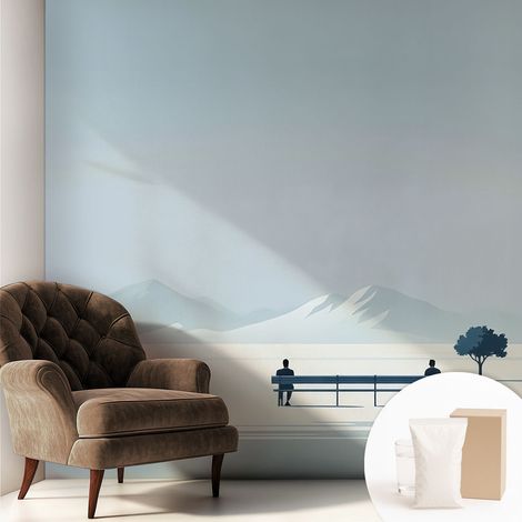 Papier peint avec colle pour décoration moderne de salon chambre à coucher cuisine et bureau Facile Paysage minimaliste 250x250 cm (1/5)