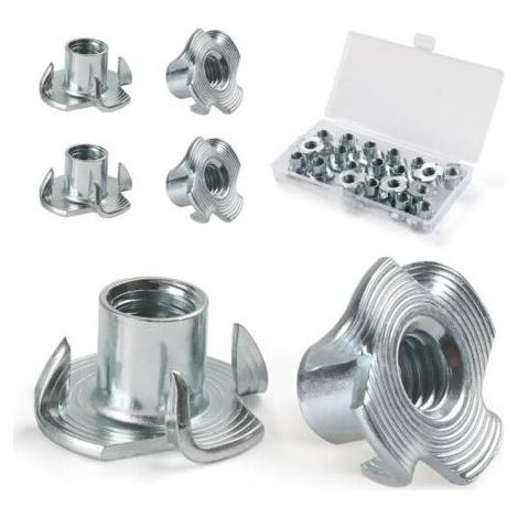crous en T filets en acier M4, M5, M6, M8, M10, crous quatre griffes pour meubles de menuiserie (110 pices) (1/5)