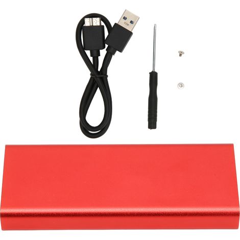 Boîtier adaptateur MSATA vers USB 3.0 6Gbps, design fin, dissipation thermique efficace, rouge, pour SSD PC (1/5)
