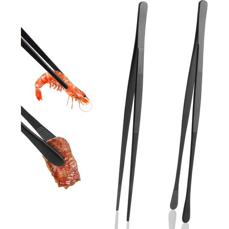 2 Pièces Pince Cuisine, Acier Inoxydable Noir, 30.5cm, Pointes Arrondies Et Pointues, Pour Barbecue Et (1/5)