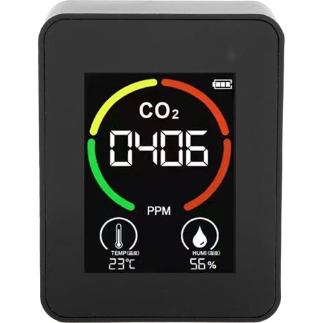 Détecteur CO2 Moniteur Qualité Air Testeur TVOC Rechargeable USB Thermo-Hygromètre Maison (1/5)