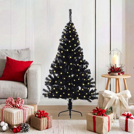 Künstlicher vorbeleuchteter Weihnachtsbaum Schwarz 120 cm PVC