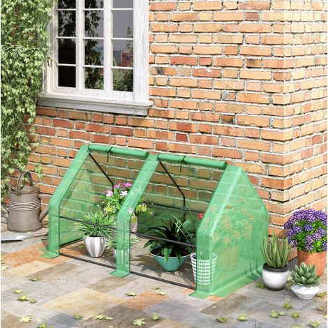 Invernadero para plantas (180x90x90 cm), con ventanas enrollables, estructura de acero, verde (1/5)