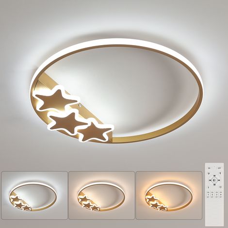 COMELY Plafoniera LED con design a stella dorata, 50x50 cm, 37 W, dimmerabile 3000-6500 K, luce bianca calda o fredda regolabile, per cameretta, soggiorno, ufficio, decorazione luminosa e moderna (1/5)