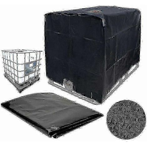 Bâche de protection pour conteneur IBC - 116 x 100 x 120 cm, imperméable et résistante aux UV, pour conteneurs de 1000 L (noir)MM2 (1/5)