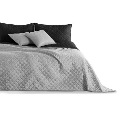 DecoKing Copriletto Reversibile Bicolore Nero Grigio Argento Acciaio Axel 2 piazze Matrimoniale 240x260 cm (1/5)