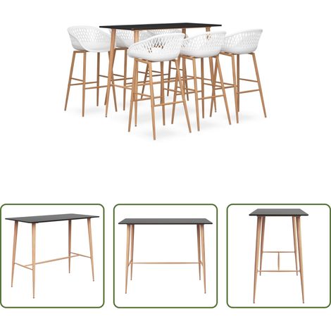 Tabouret de bar - Ensemble de bar 7 pcs Noir et blanc (1/5)