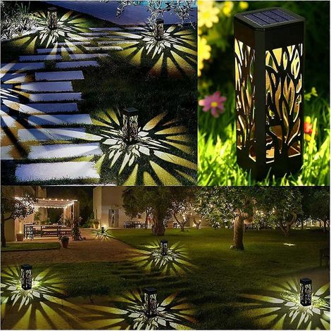 Lampe emballée, alimentée à l'énergie solaire, lumière LED blanc chaud, lampe décorative solaire, compatible avec les petits diamètres, interrupteur crépusculaire. (1/4)
