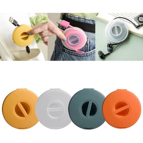 Enrouleur de Câble Portable - Organisateur pour Câbles USB, Téléphone, Casque et Données - 4 Pièces (1/5)