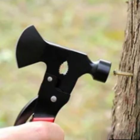 Multifunktionsaxt aus Edelstahl, tragbarer Notfallhammer für Outdoor-Camping, eloxierter Aluminiumgriff, robustes Überlebenswerkzeug (1/5)