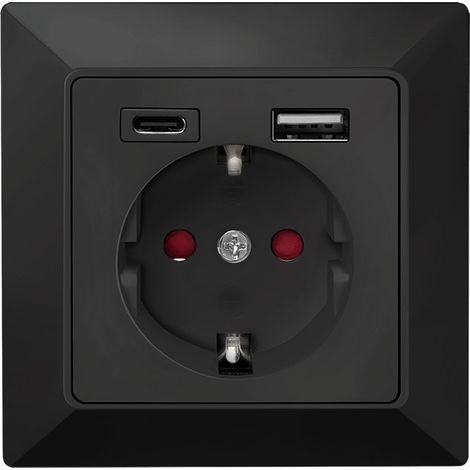 LogiLink Schwarze Unterputz-Steckdose USB-C USB-A 14W 5V (1/5)