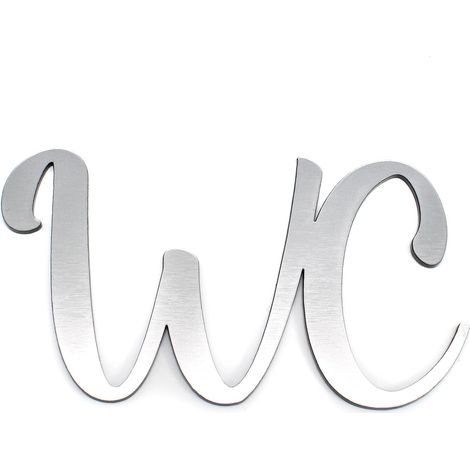 Plaque de porte autocollante en plastique avec inscription WC - Gris argenté - Résistant aux intempéries - Décoration de porte WC (1/2)