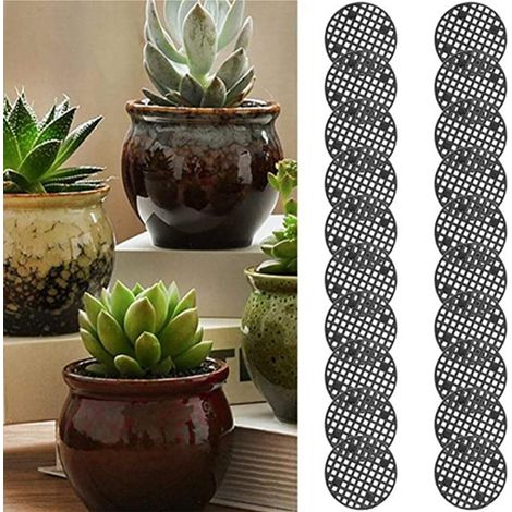 50 tapis à mailles pour pots de 4,5 cm, grilles étanches, grilles de fond de pot, grilles de pot en céramique plastique, entretoises rondes (1/5)