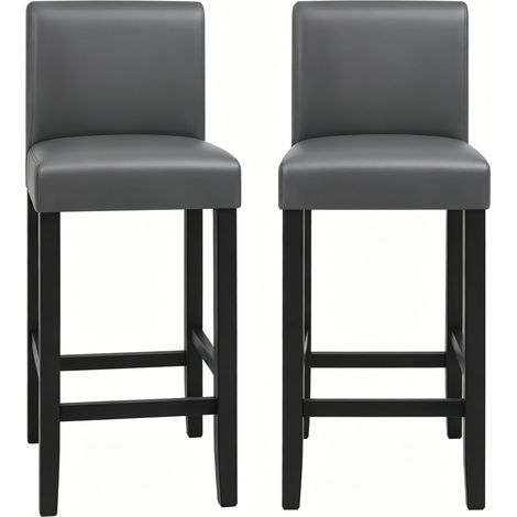 2 sgabelli da bar con schienale in legno e similpelle, 41 x 37,5 x 110 cm, nero/grigio HOMVRA (1/5)