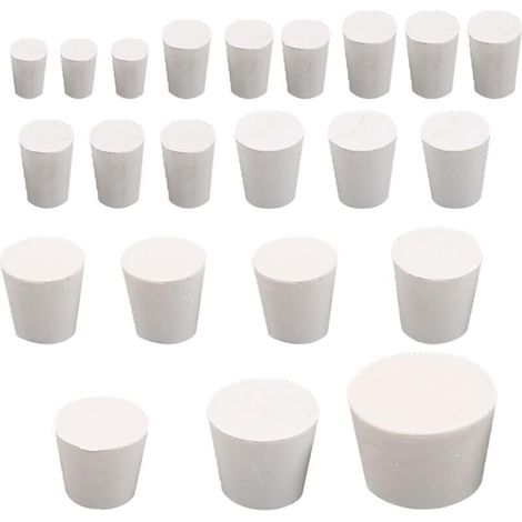 Konische Gummistopfen für Laborzwecke – Packung mit 22 Stück, weiß, Größen 000–1 und 3–8, optimale Abdichtung