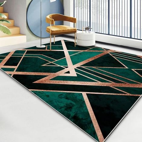 Tapis Paillasson Entree Exterieur WOVTE, Moderne LumièRe Vert Foncé GéOméTrie Salon Chambre Chevet Tapis Tapis De Sol 120160CM- 26 (1/4)