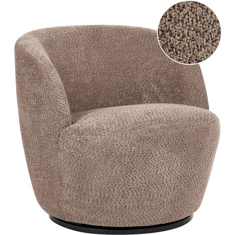 Swivel Armchair Taupe Chenille Upholstery with Armrests Wide Seat Living Room Modern KUOLPA