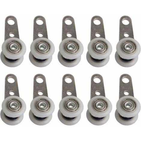 Lot De 10 Roulettes Pour Baies Vitres Ou Portes Coulissantes - En Mtal Et En Plastique - 4,5 X 1,9 Cm,