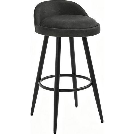 Sgabello da bar con schienale 78,5 cm similpelle antracite, piedini regolabili - CHICFURN (1/5)
