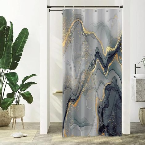 90x180cm Rideau de Douche Marbre Noir Gris Or Pois Imperméable Polyester Rideau de Salle de Bain Luxe Moderne Esthétique Artistique Lavable Résistant à la Moisissure Tissu Décoratif (1/5)