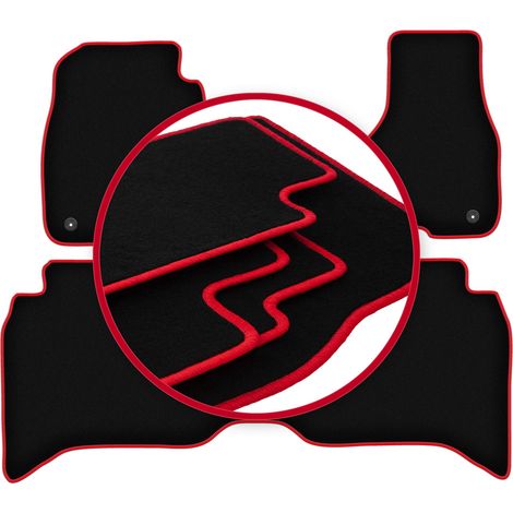 Alfombrillas de terciopelo con borde rojo para: Dodge RAM DS DJ 1500 pickup (2012-2020) (1/5)