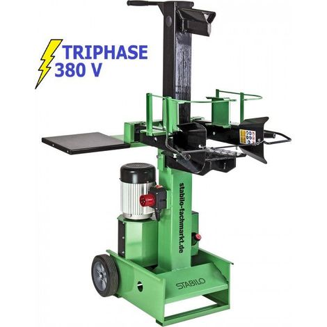Fendeur de bûches électrique 400V – Pression 8T – Longueur max de bûche 50 cm – Diamètre max 35 cm – Moteur puissant 3000W – Stabilo