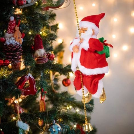 CD-Escalade électrique Père Noël, Escalade Père Noël sur Corde, Père Noël avec Musique Décoration de Noël Peluche Escalad[3152] (1/4)
